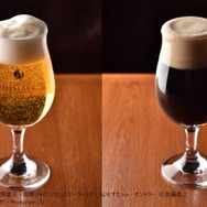 自由惑星同盟推奨 ライトビア（写真左）帝都の芳醇な黒ビール（写真右）　各700円（税別）
