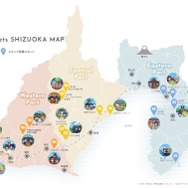 「Meets SHIZUOKA スタンプ」スタンプラリーマップ（C）あfろ・芳文社／野外活動プロジェクト（C）2017 プロジェクトラブライブ！サンシャイン!!