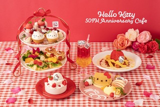 「ハローキティ50周年記念カフェ」でキティ＆ミミィとお祝い！ ラブリーなフォトジニック空間を楽しもう♪ 画像