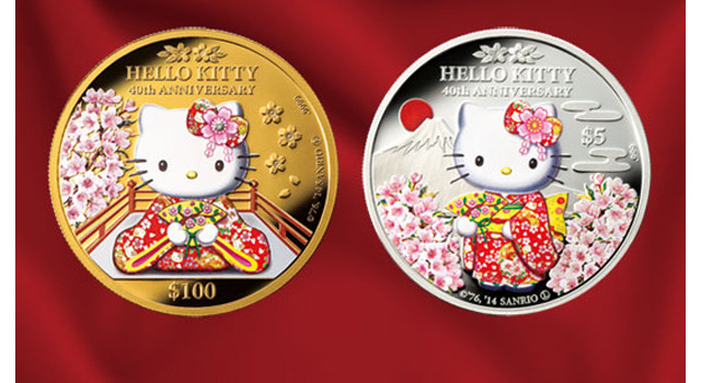 ハローキティが外国の記念金貨・銀貨に 桜をデザインで数量限定で発売 