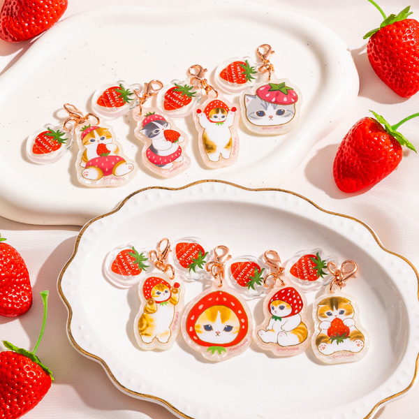 いちごにゃんにゃん出品 mofusand」苺にまみれて、にゃんとも幸せ…♪ 旬の苺をテーマにした