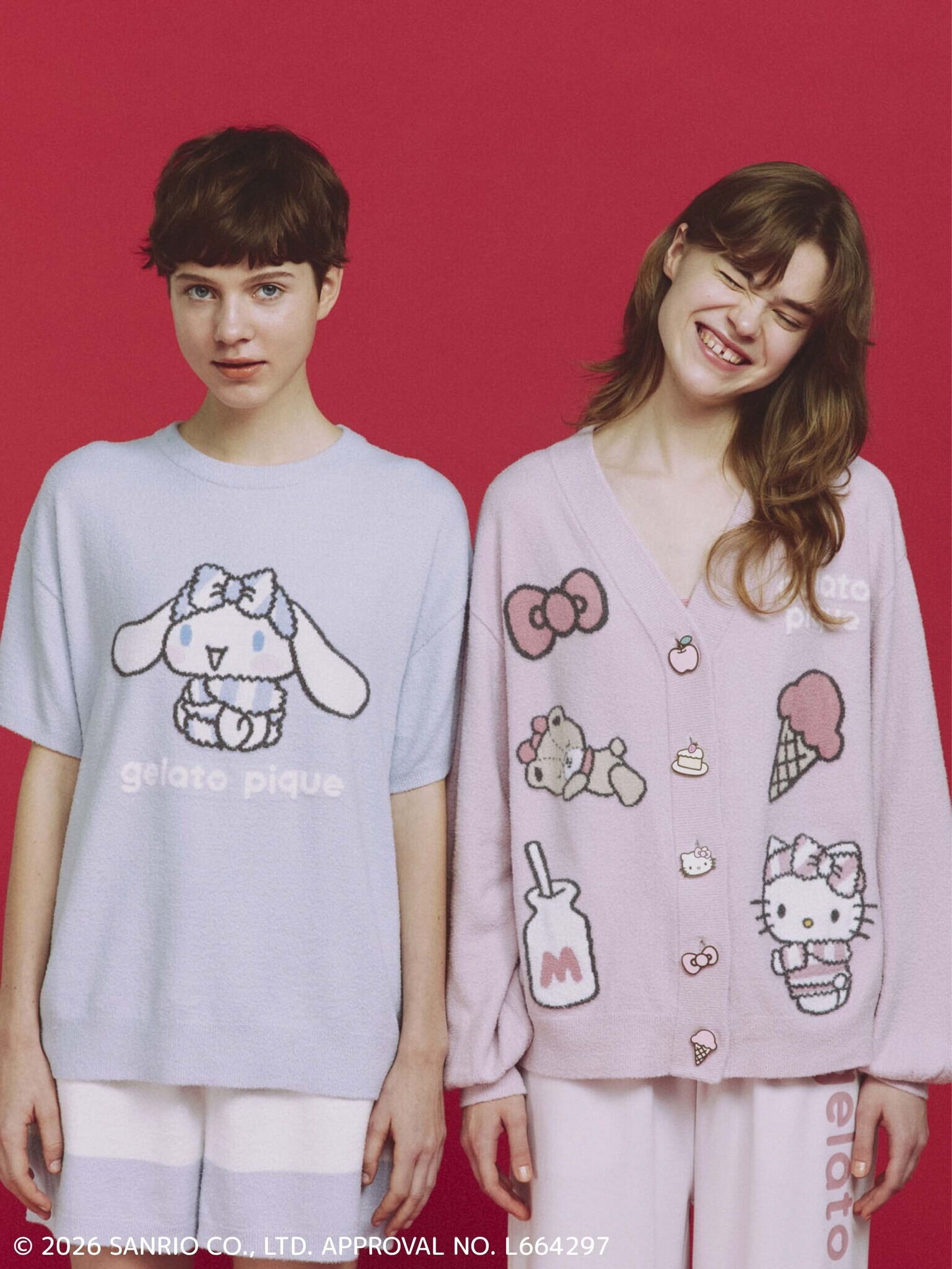 サンリオ」×ジェラピケが初コラボ♪ キティ＆シナモンがもこもこ服を着