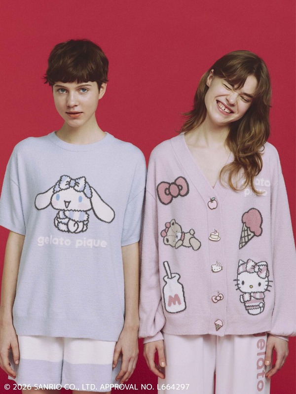 サンリオ」×ジェラピケが初コラボ♪ キティ＆シナモンがもこもこ服を着 