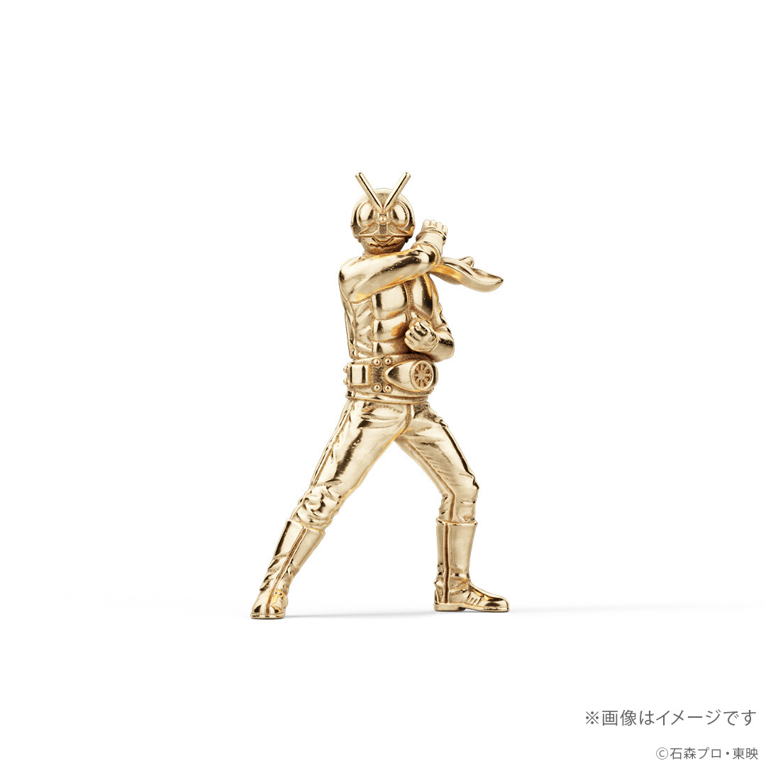 仮面ライダー」旧1号&旧2号がゴールドでミニフィギュア化！シルバー製