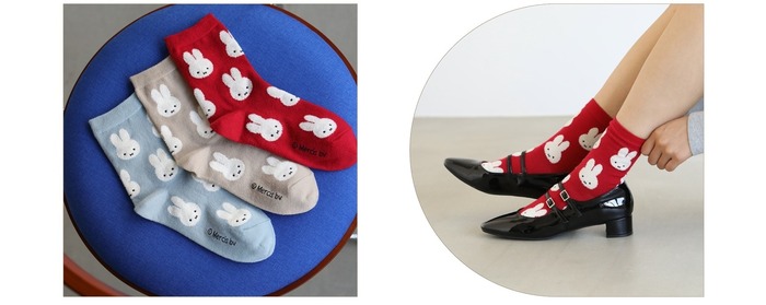 「ミッフィー」×「靴下屋」コラボ靴下