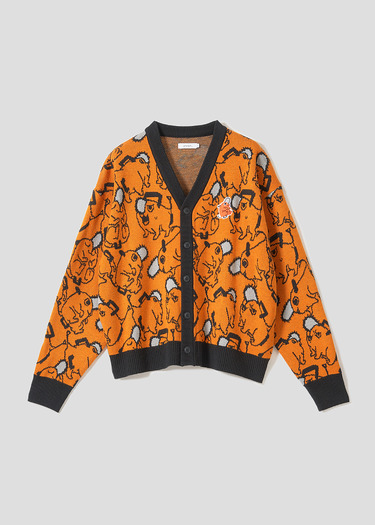 アニメ『チェンソーマン』×グラニフ「ポチタ パターン|ジャカードカーディガン」オレンジ