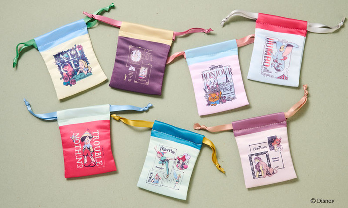 ローソン限定 Disney go out collection第6弾「ディズニークラッシックキャラクター」リボン巾着(ランダム7種)