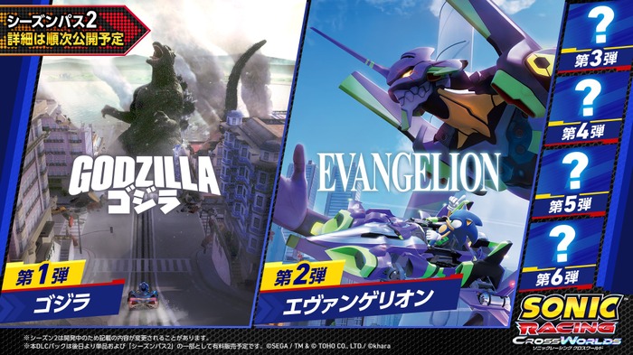 『ソニックレーシング クロスワールド』DLC「シーズンパス2」『ゴジラ』『エヴァンゲリオン』とのコラボが決定!