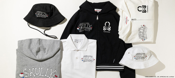 ハローキティ×MARK & LONA パーカー、ポロシャツ、バケットハットが登場