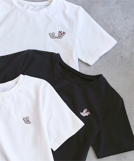 [ねずみくんのチョッキコラボ ] 刺繍半袖Tシャツ