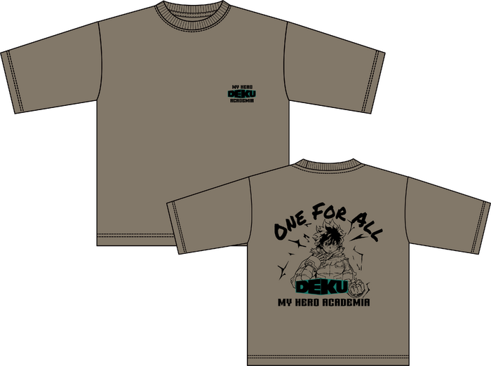 アニメ『僕のヒーローアカデミア』ワークマン限定アイテム 「半袖Tシャツ」カラー:グレーベージュ(緑谷出久)