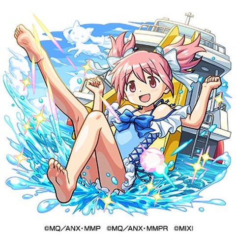 「まどマギ」ほむらやマミ、さやか達が水着や浴衣姿に！夏仕様の「モンスト」コラボ開催 画像