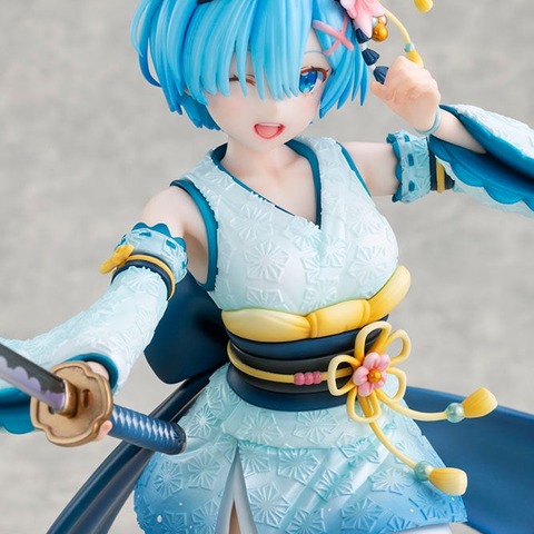 「リゼロ」スリットから覗く太ももがセクシー！ 刀を構えたラムが和装の“戦装束”で出陣♪ フィギュア登場 画像