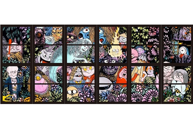 水木しげるの絵描く妖怪がステンドグラスに 米子鬼太郎空港にパブリックアート登場 アニメ アニメ