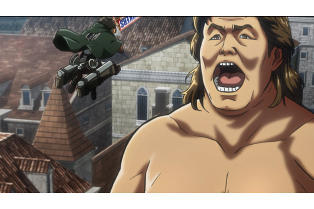 「進撃の巨人」長州力が巨人になって大暴れ！でも…“キレてないですよ” スニッカーズコラボCM第2弾 画像