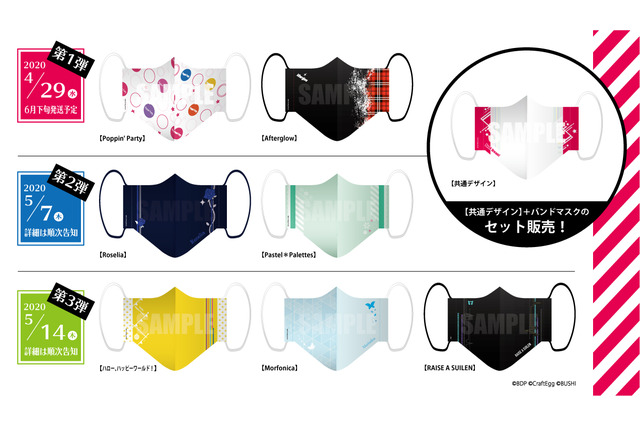 「バンドリ！」洗って使える布製マスク（全7種）発売！ 売上の一部は国立国際医療研究センターに寄付 画像