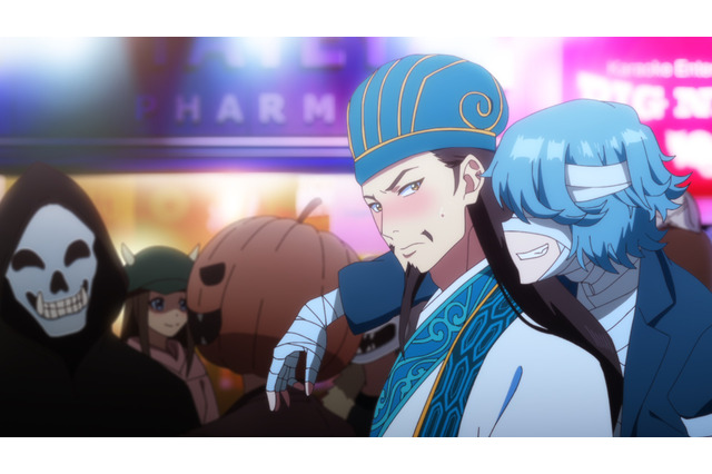 春アニメ「パリピ孔明」目を覚ますと渋谷ハロウィン！ 孔明はバイブスを感じる歌声に出会い…第1話先行カット 画像