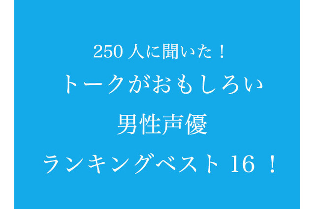 “トークがおもしろい男性声優”といえば？ 3位杉田智和、2位木村昴、1位は…？ 画像