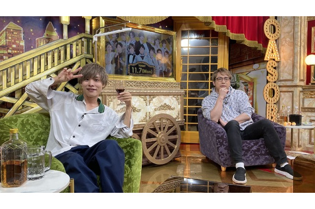 岡本信彦、番組中にワインでほろ酔い!? 安元洋貴が岡本の泥酔エピソードも告白の「声優と夜あそび 月」 画像