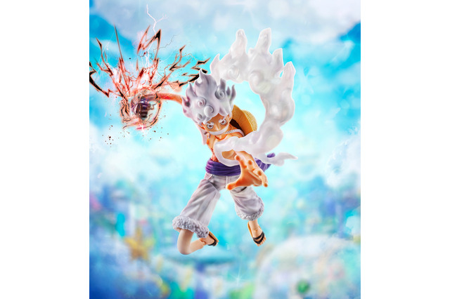 「ワンピース」“ギア5”ルフィ!! 最高地点が可動フィギュア化♪ 両腕・両脚はワイヤー入り仕様で自由自在 画像