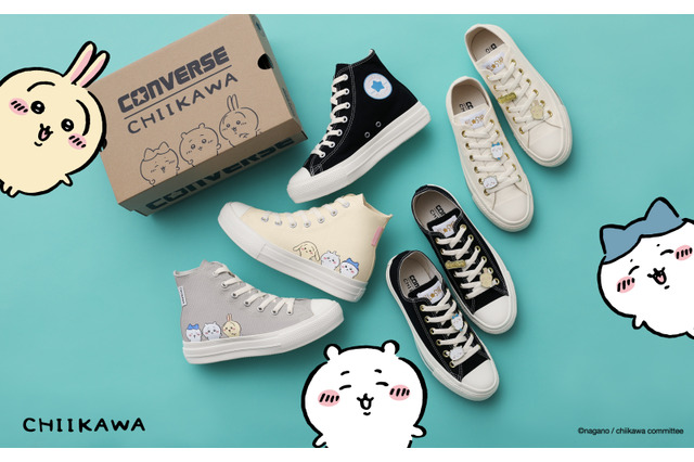 「ちいかわ」×コンバースコラボ第2弾♪ ハチワレ、うさぎの様子がいつもと違う…？左右のデザインにも注目！ 画像
