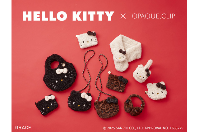 「ハローキティ」ふわもこ素材で秋冬にピッタリ♪ レオパード柄やシックなカラーのイヤマフ、ティペット、ポーチなどアイテム登場 画像