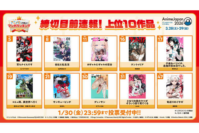 「アニメ化してほしいマンガ」“締切目前速報”が公開！インディーゲームverも開催決定【AnimeJapan 2026】 画像