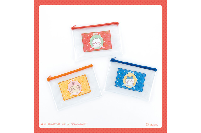 ちいかわ＆ハチワレがピース♪ 「ちいかわ」フラットポーチにクリアフォルダー、缶バッジなど100円雑貨が登場 画像