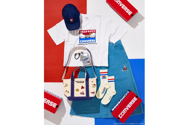 おしゃれで着こなしやすいキティ♪ 「サンリオ」クラシックでカジュアルなハローキティデザインの「CONVERSE」コラボアパレルがPLAZAで限定販売 画像