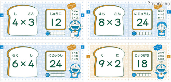 このような形式で、九九が全問載ってい