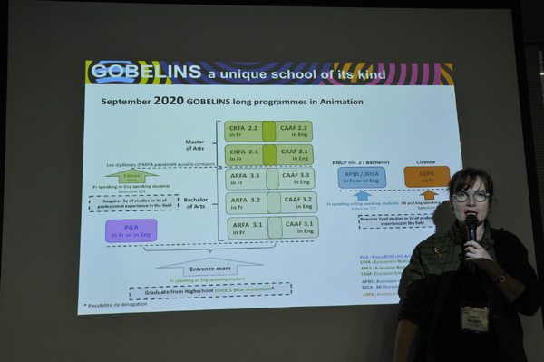 IMARTで16日に開かれたセッション「世界のアニメーション教育の今――フランス・ゴブランの場合」の様子