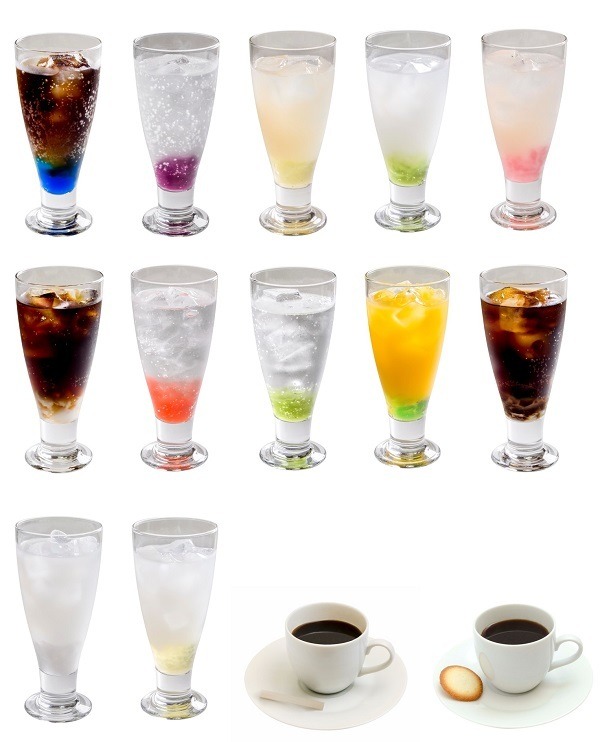 「セガコラボカフェ 〈物語〉シリーズ」ドリンクメニュー（通期）各600円 （税抜） （C）西尾維新／講談社・アニプレックス・シャフト　（C）SEGA