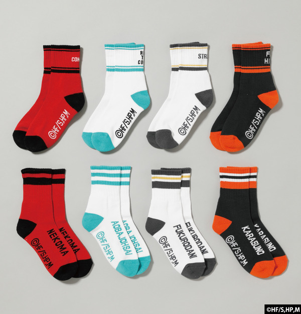 「Ｒ４Ｇ×ハイキュー!!」第2弾アイテムHQ!! Socks￥1,000（税抜）（C）古舘春一／集英社・「ハイキュー!!」製作委員会・MBS