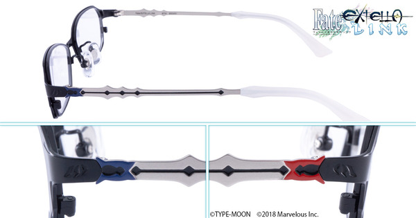 「「Fate/EXTELLA LINK」コラボレーション眼鏡」各15,400円（税抜）（C）TYPE-MOON　（C）2018 Marvelous Inc.