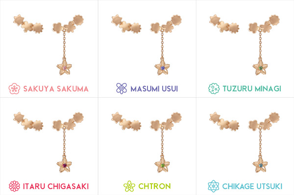 「春組ピアス」各18,000円（税抜）(C)Liber Entertainment Inc. All Rights Reserved.