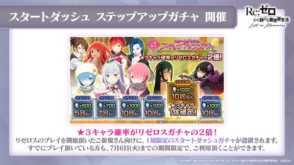 （Ｃ）長月達平・株式会社KADOKAWA刊／Re:ゼロから始める異世界生活2製作委員会（Ｃ）SEGA