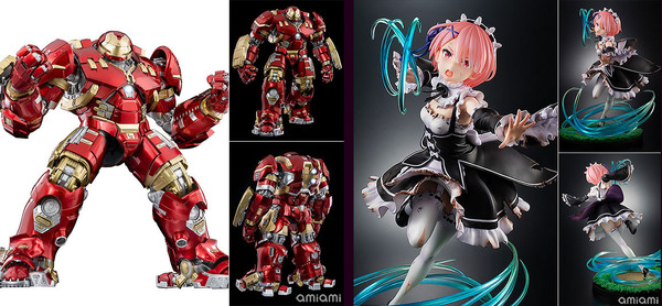 「インフィニティ・サーガ 1/12 DLX アイアンマン・マーク44“ハルクバスター” 可動フィギュア」（C）2021 MARVEL／「KDcolle Re：ゼロから始める異世界生活 ラム ロズワール戦Ver. 1/7スケール完成品フィギュア」（C）長月達平・株式会社KADOKAWA刊/Re：ゼロから始める異世界生活2製作委員会