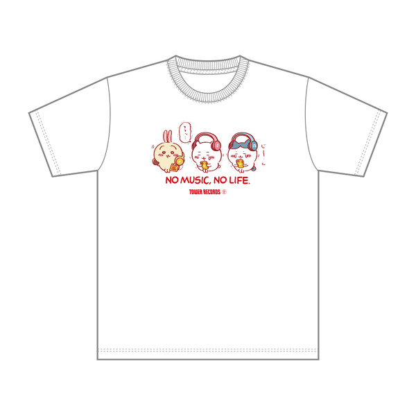 「ちいかわ × TOWER RECORDS」Tシャツ（ホワイト）（C）nagano