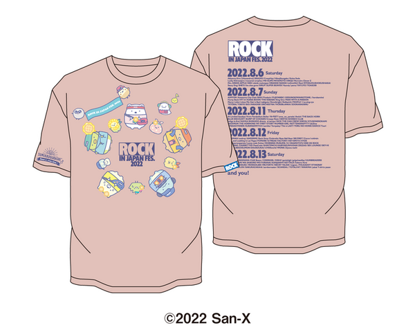 「ROCK IN JAPAN FESTIVAL 2022×すみっコぐらし」コラボレーショングッズ Tシャツ（すみっコぐらし ピンク）