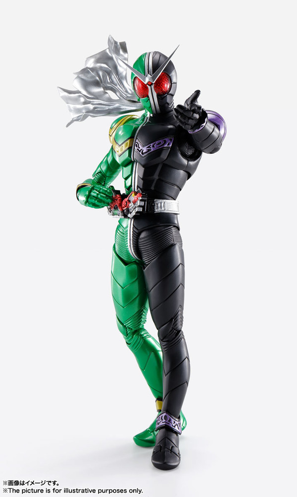 「S.H.Figuarts（真骨彫製法）仮面ライダーW サイクロンジョーカー 風都探偵アニメ化記念」硬質マフラー装着（C）2022「風都探偵」製作委員会