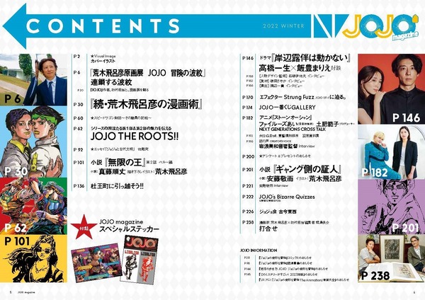 『JOJO magazine 2022 WINTER』目次（C）荒木飛呂彦&LUCKY LAND COMMUNICATIONS／集英社