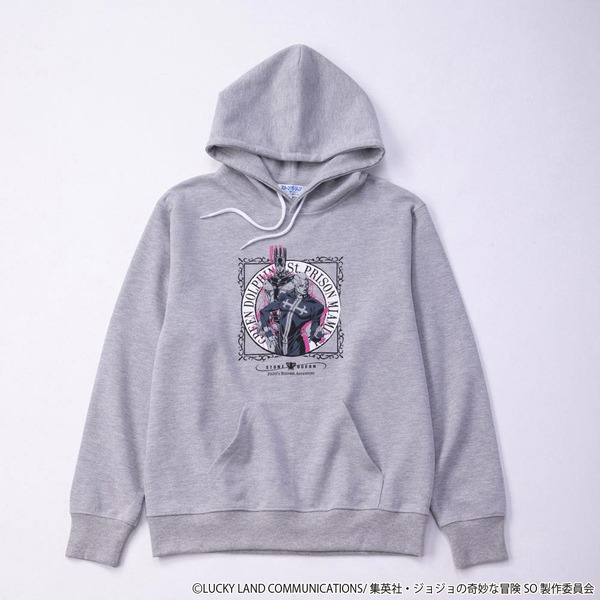 Doublefocus『ジョジョの奇妙な冒険 ストーンオーシャン』プルパーカ・グレー（C）LUCKY LAND COMMUNICATIONS/集英社・ジョジョの奇妙な冒険SO製作委員会
