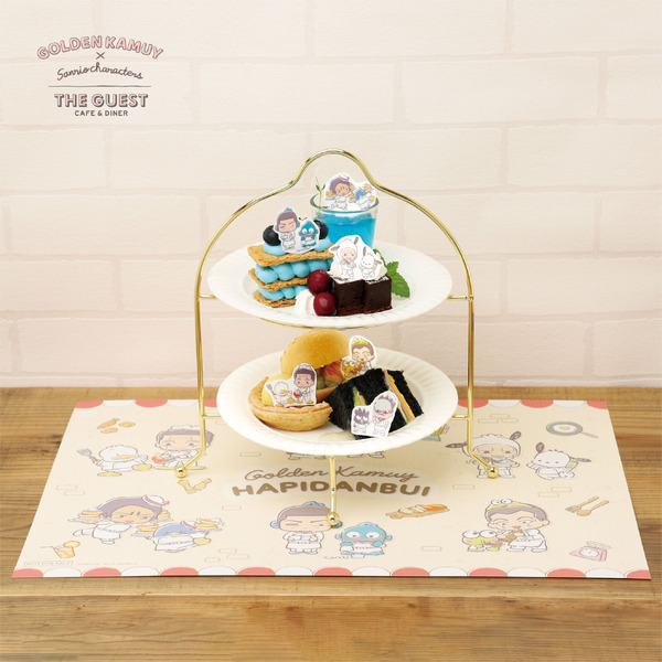 「GOLDEN KAMUY × Sanrio characters ×THE GUEST cafe&diner」スペシャルデザートタワー（C）SN/S,GK （C）'23 SANRIO（L） S/D･G