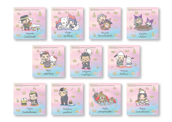 「GOLDEN KAMUY × Sanrio characters ×THE GUEST cafe&diner」オリジナルホログラムステッカー（C）SN/S,GK （C）'23 SANRIO（L） S/D･G