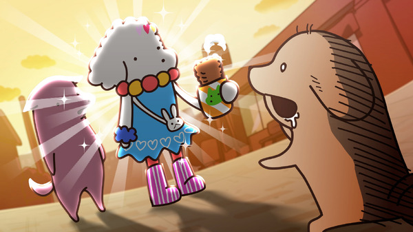 『貼りまわれ！こいぬ』第1話「こいぬとエレベーター」「こいぬと空腹」先行場面カット（C）うかうか（秋田書店）／貼りまわれ製作委員会