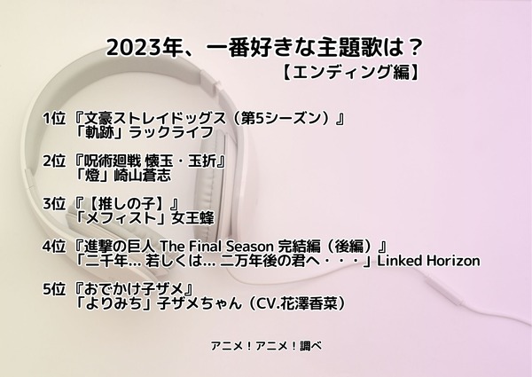 [2023年、一番好きな主題歌は？＜エンディング編＞]ランキング1位～5位