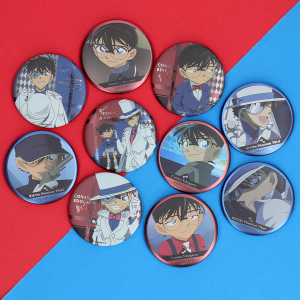 名探偵コナンプラザ限定  トレーディングジュエリー缶バッジ コナン＆キッド（C）青山剛昌／小学館・読売テレビ・TMS 1996（C）2024 青山剛昌／名探偵コナン製作委員会