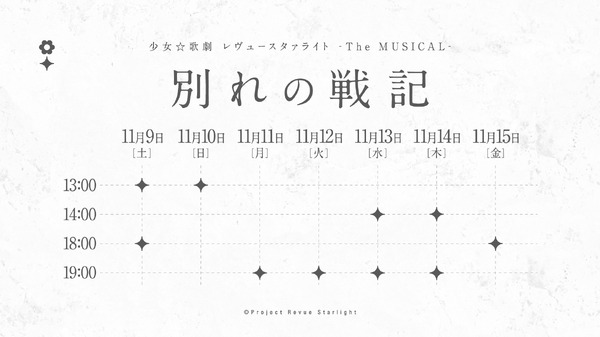 「少女☆歌劇 レヴュースタァライト -The MUSICAL- 別れの戦記」公演日程