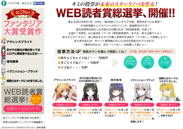 様々な公約が掲げられたWEB読者投票も実施中