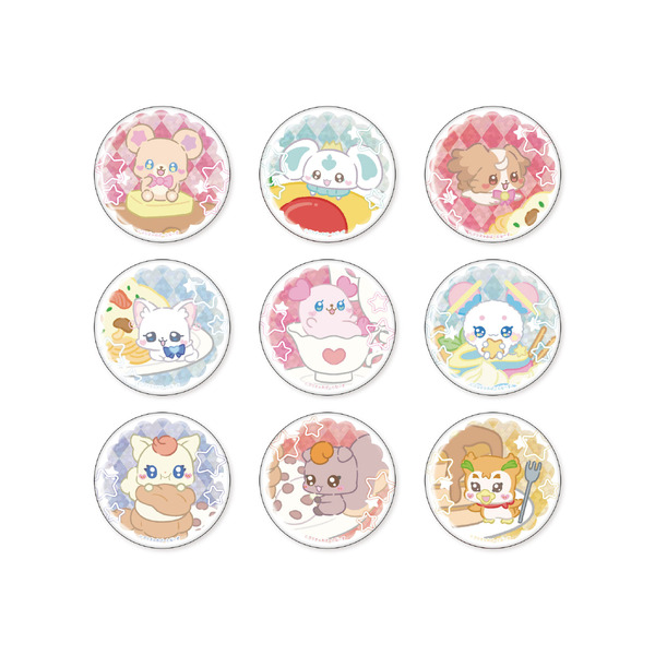 「ぷちきゅあはじめてかふぇ」のオリジナルグッズ「ランダムホログラム缶バッジ」（C）ぷちきゅあぱーとなーず